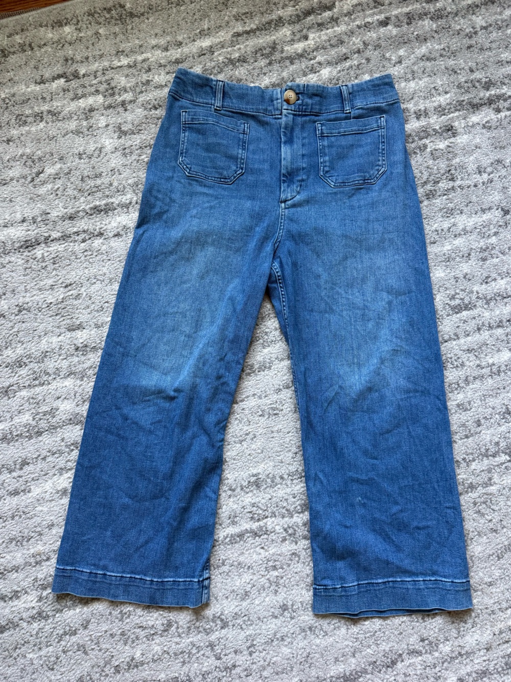 Maeve Colette High Rise Wide Leg Crop Jeans Size 32 Blue Denim